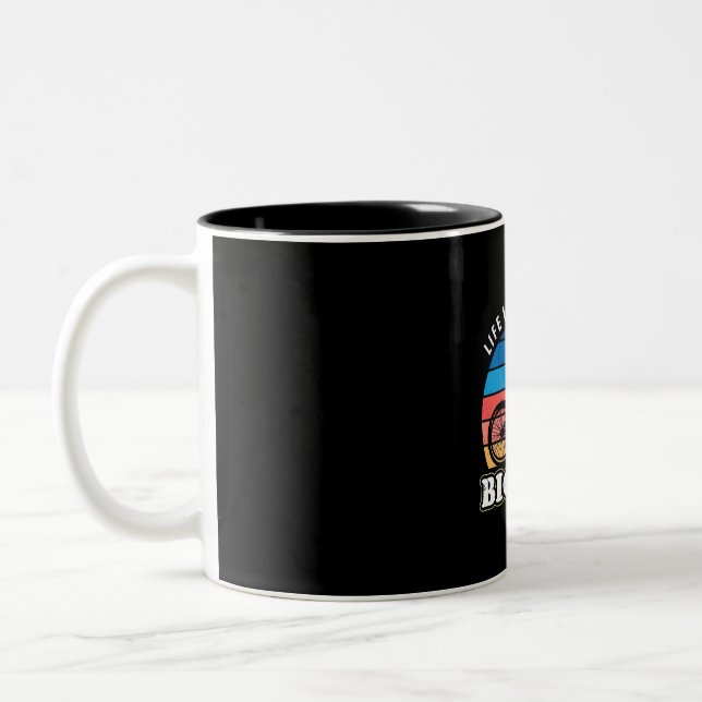 Das Leben ist besser auf dem Fahrrad Zweifarbige Tasse (Links)