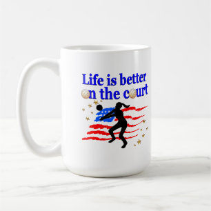 DAS LEBEN IST BESSER AUF DEM GERICHTSHOF USA VOLLE KAFFEETASSE