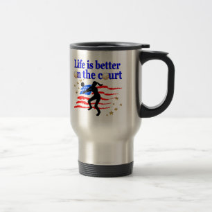 DAS LEBEN IST BESSER AUF DEM GERICHTSHOF USA VOLLE REISEBECHER