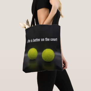 Das Leben ist besser auf dem Platz mit Tennisball Tasche