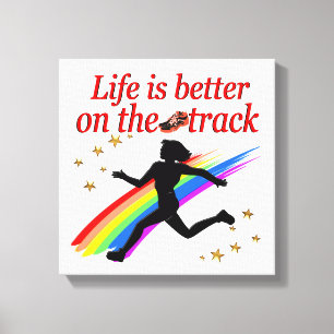 DAS LEBEN IST BESSER AUF DEM TRACK-RUNNER-DESIGN LEINWANDDRUCK