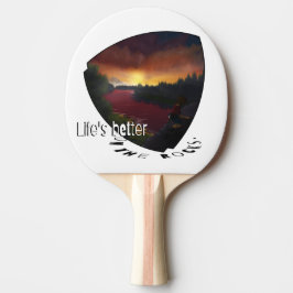 Das Leben ist besser auf den Felsen. Kletterer Tischtennis Schläger