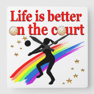 DAS LEBEN IST BESSER AUF DER VOLLEYBALLPLANUNG DES QUADRATISCHE WANDUHR