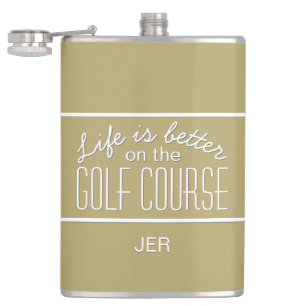 Das Leben ist besser auf Golfkurs Zitat Monogram G Flachmann