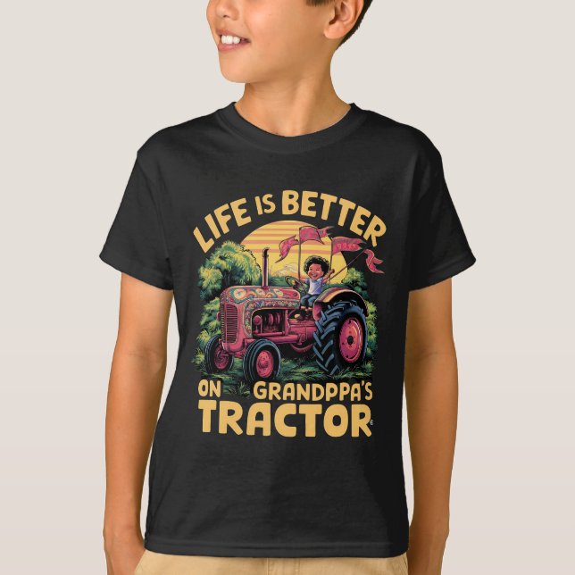 Das Leben ist besser auf Grandpas Traktor T-Shirt (Vorderseite)