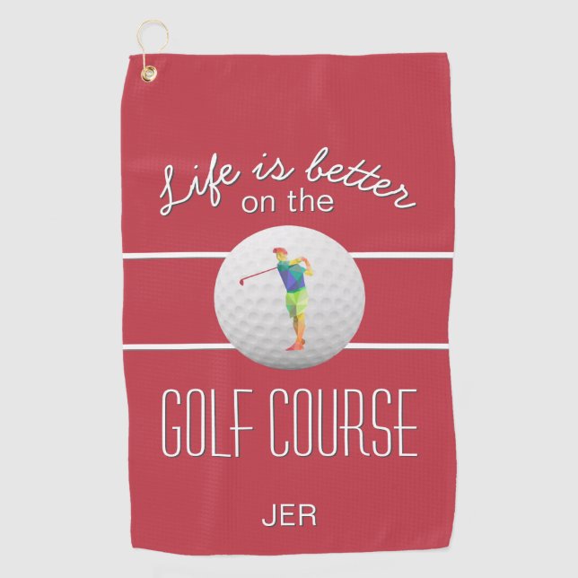Das Leben ist besser Golf Ball Golfer Initialen Na Golfhandtuch (Vorderseite)