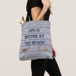 Das Leben ist besser / ich wäre lieber am Strand Tasche