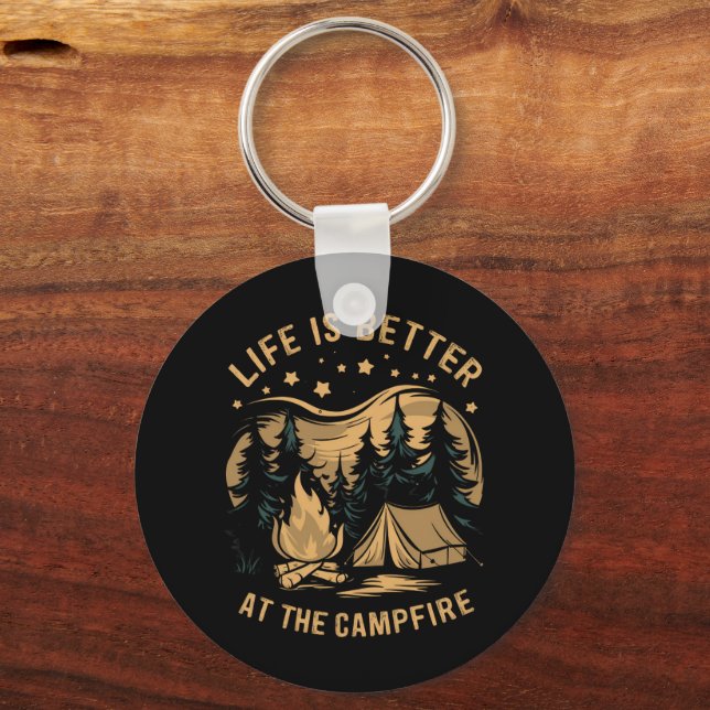 Das Leben ist besser im Campingplatz Camp-Camping Schlüsselanhänger (Vorderseite)