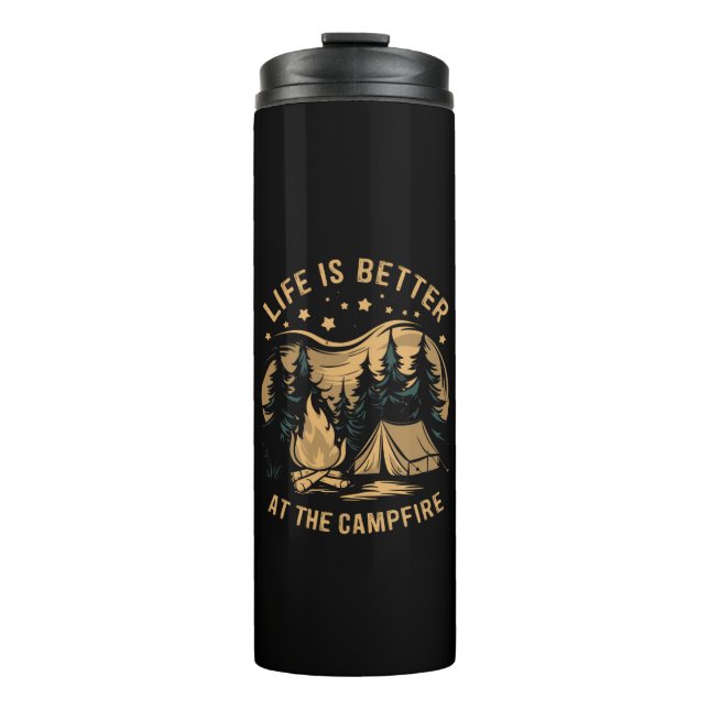 Das Leben ist besser im Campingplatz Camp-Camping Thermosbecher (Vorderseite)