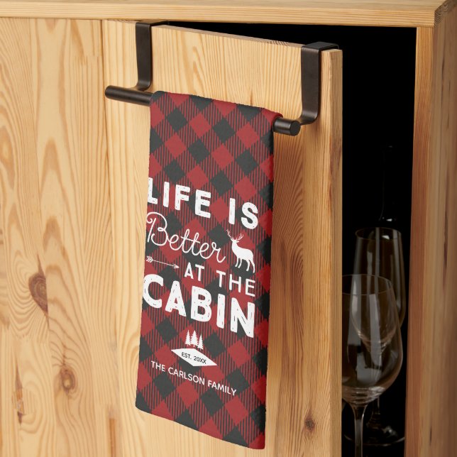 Das Leben ist besser in Cabin Family Buffalo Karie Geschirrtuch (Drittel gefaltet)