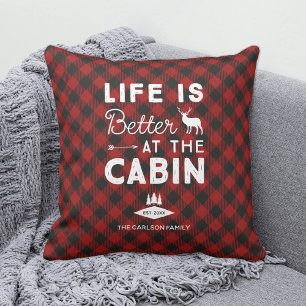 Das Leben ist besser in Cabin Family Buffalo Karie Kissen