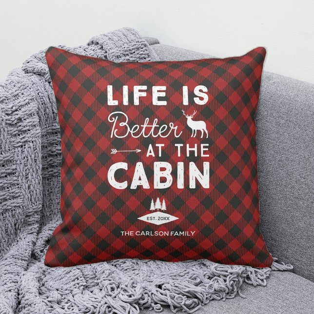 Das Leben ist besser in Cabin Family Buffalo Karie Kissen (Von Creator hochgeladen)