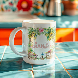 Das Leben ist besser in Chanclas Tropical Palm Tre Kaffeetasse