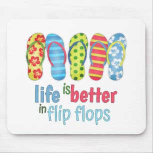 Das Leben ist besser in Flip Flops Bunt Lustig Mousepad