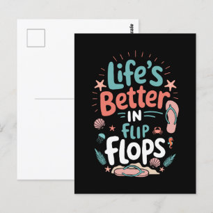 Das Leben ist besser in Flip Flops - Fun Tropical Postkarte
