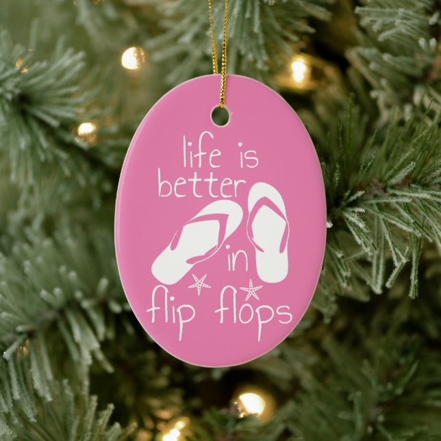 Das Leben ist besser in Flip Flops Keramik Ornament (Baum)