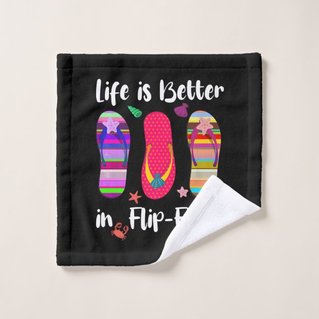 Das Leben ist besser in Flip Flops Sommerurlaub St Waschlappen (Waschlappen)