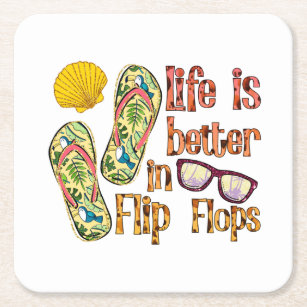Das Leben ist besser in Flip Flops   Summer Vibes Rechteckiger Pappuntersetzer