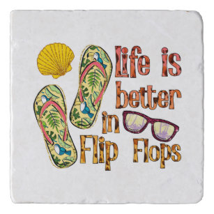 Das Leben ist besser in Flip Flops   Summer Vibes Töpfeuntersetzer