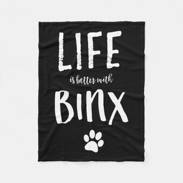 Das Leben ist besser mit Binx-Hundebezeichnung-Shi Fleecedecke (Vorderseite)
