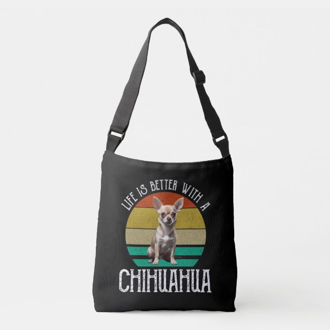 Das Leben ist besser mit Chihuahua Tragetaschen Mit Langen Trägern (Vorderseite)
