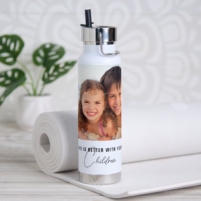 Das Leben ist besser mit dem Foto deiner Kinder Trinkflasche (Yoga)