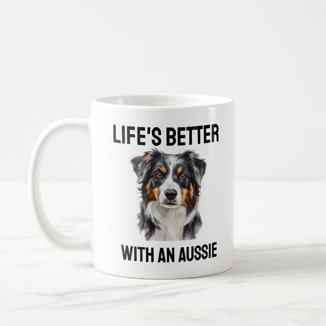 Das Leben ist besser mit einem Aussie niedlicher K Kaffeetasse (Links)