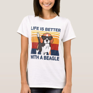 Das Leben ist besser mit einem Beagle Vintagen Hun T-Shirt
