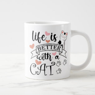 Das Leben ist besser mit einem Cat-Anführungsmotto Jumbo-Tasse