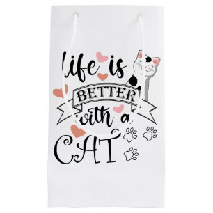 Das Leben ist besser mit einem Cat-Anführungsmotto Kleine Geschenktüte