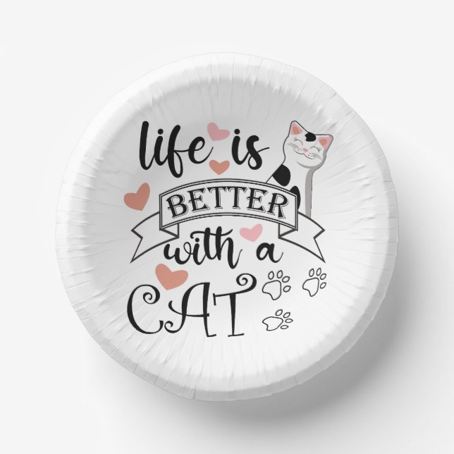 Das Leben ist besser mit einem Cat-Anführungsmotto Pappteller (Vorderseite)