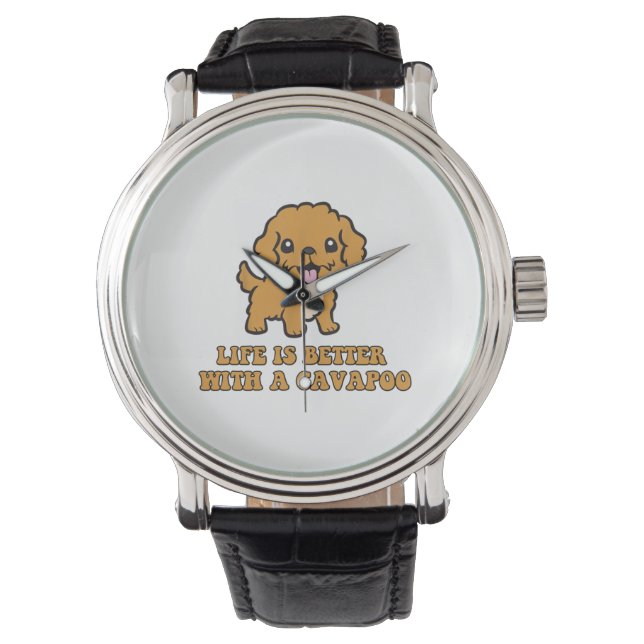 Das Leben ist besser mit einem Cavapoo - Funny Dog Armbanduhr (Vorderseite)