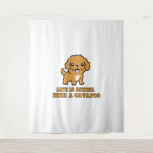 Das Leben ist besser mit einem Cavapoo - Funny Dog Wandteppich
