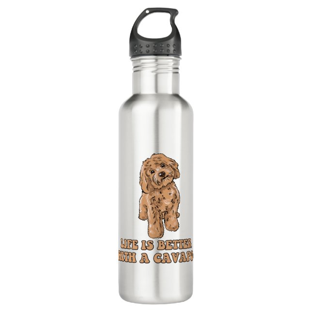 Das Leben ist besser mit einem Cavapoo - Funny Hun Edelstahlflasche (Vorderseite)