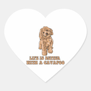 Das Leben ist besser mit einem Cavapoo - Funny Hun Herz-Aufkleber