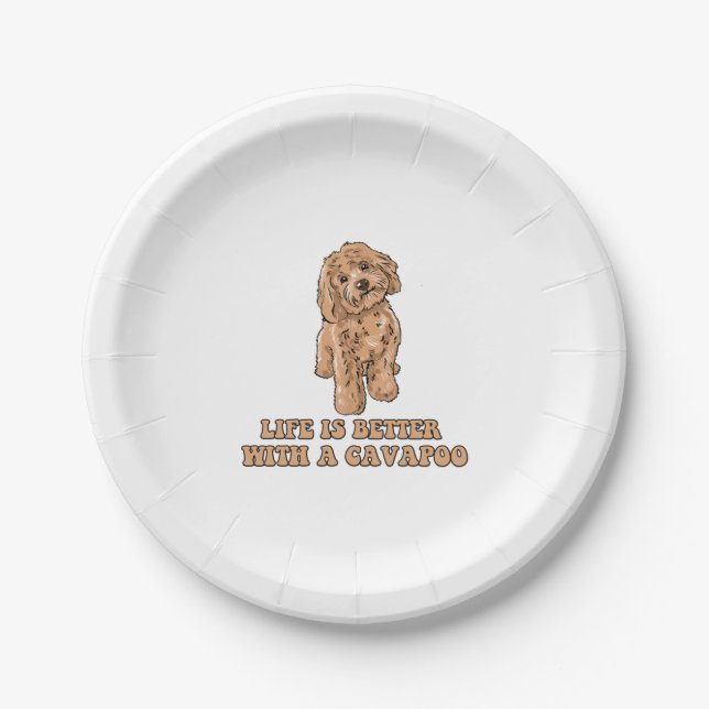 Das Leben ist besser mit einem Cavapoo - Funny Hun Pappteller (Vorderseite)