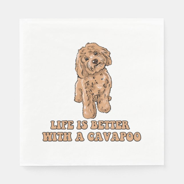 Das Leben ist besser mit einem Cavapoo - Funny Hun Serviette (Vorderseite)