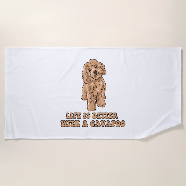 Das Leben ist besser mit einem Cavapoo - Funny Hun Strandtuch (Vorderseite)
