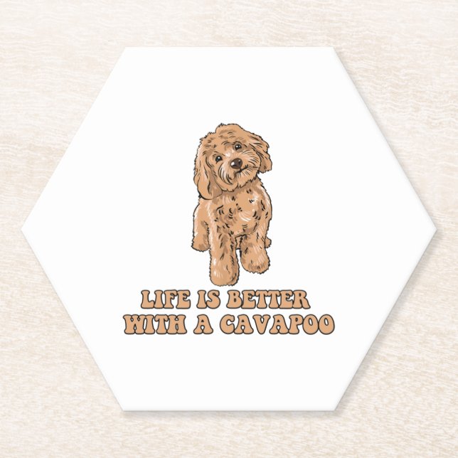 Das Leben ist besser mit einem Cavapoo - Funny Hun Untersetzer (Vorderseite)