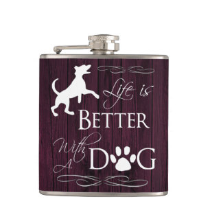 Das Leben ist besser mit einem Dog Flask - Magenta Flachmann