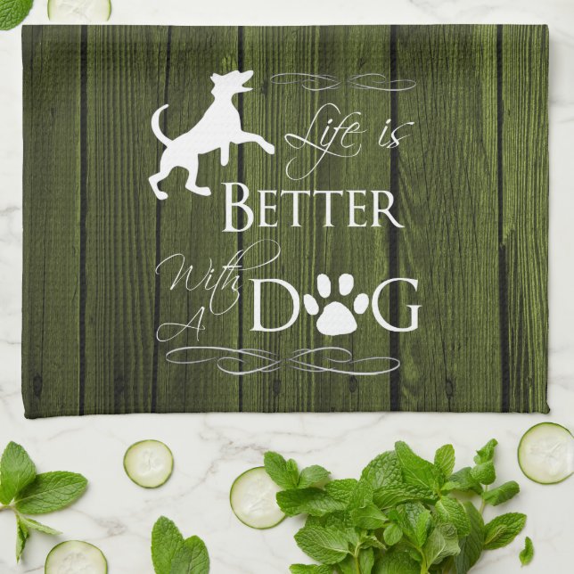 Das Leben ist besser mit einem Dog Küchentuch - Gr (Gefaltet)