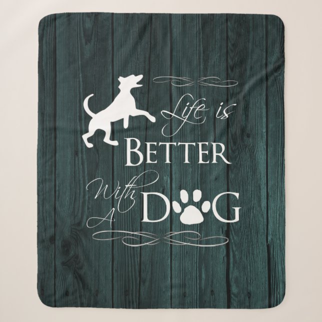 Das Leben ist besser mit einem Dog Sherpa Blanket  Sherpadecke (Vorderseite)