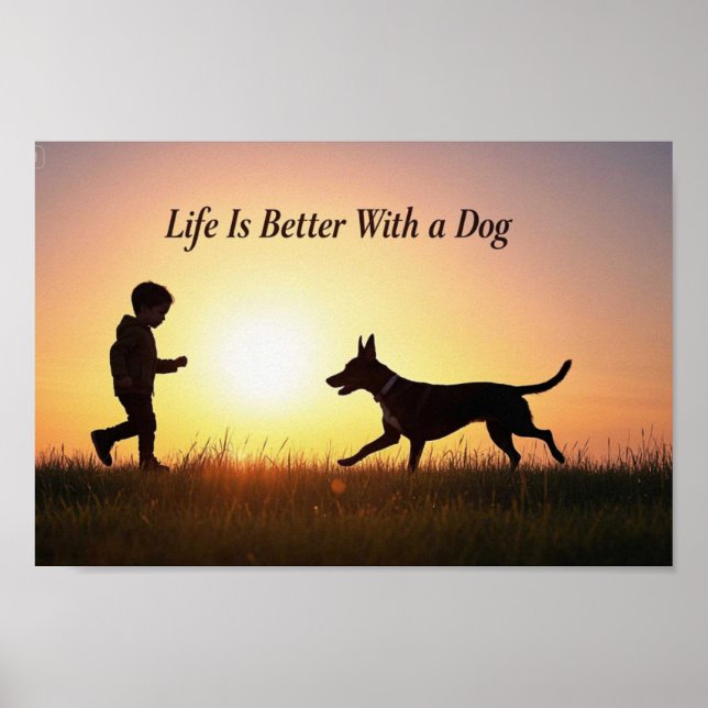 Das Leben ist besser mit einem Hund, Jungen und So Poster (Vorne)