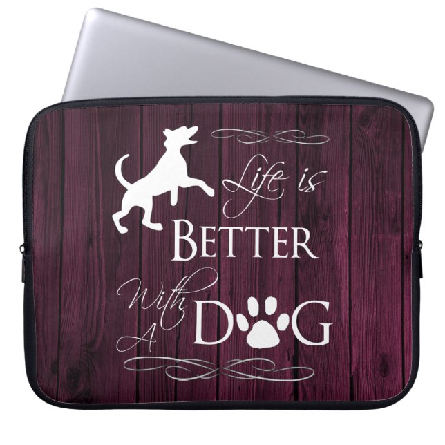Das Leben ist besser mit einem Hund-Laptop-Sieb -  Laptopschutzhülle (Vorderseite)