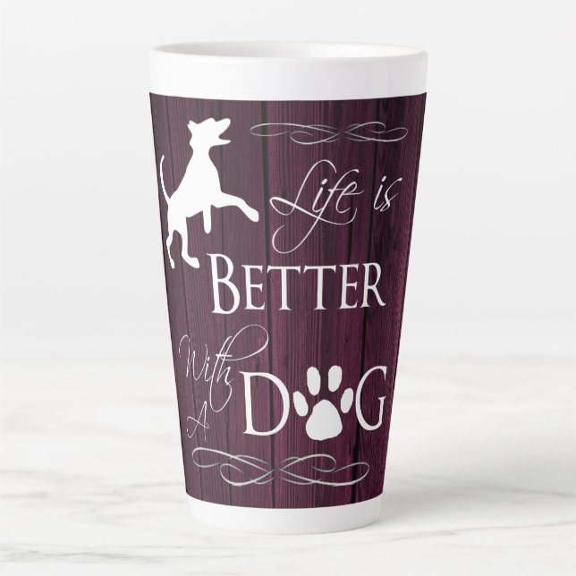 Das Leben ist besser mit einem Hund Latte Tasse -  (Vorderseite)