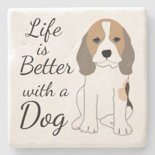 Das Leben ist besser mit einem Hund niedlicher Car Steinuntersetzer
