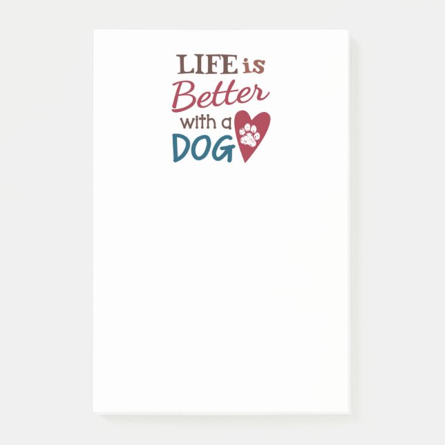 "Das Leben ist besser mit einem Hund" Post-it Klebezettel (Vorderseite)