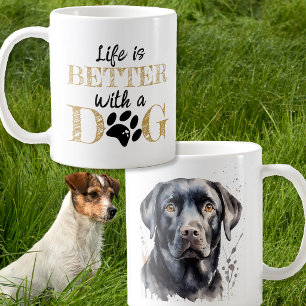 Das Leben ist besser mit einem Hund schwarzes Labr Kaffeetasse