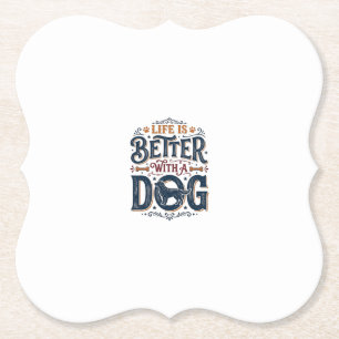 Das Leben ist besser mit einem Hund Vintage Gravur Untersetzer