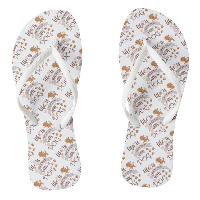 Das Leben ist besser mit einem Hundeschokolade wit Flip Flops (Fußbett)